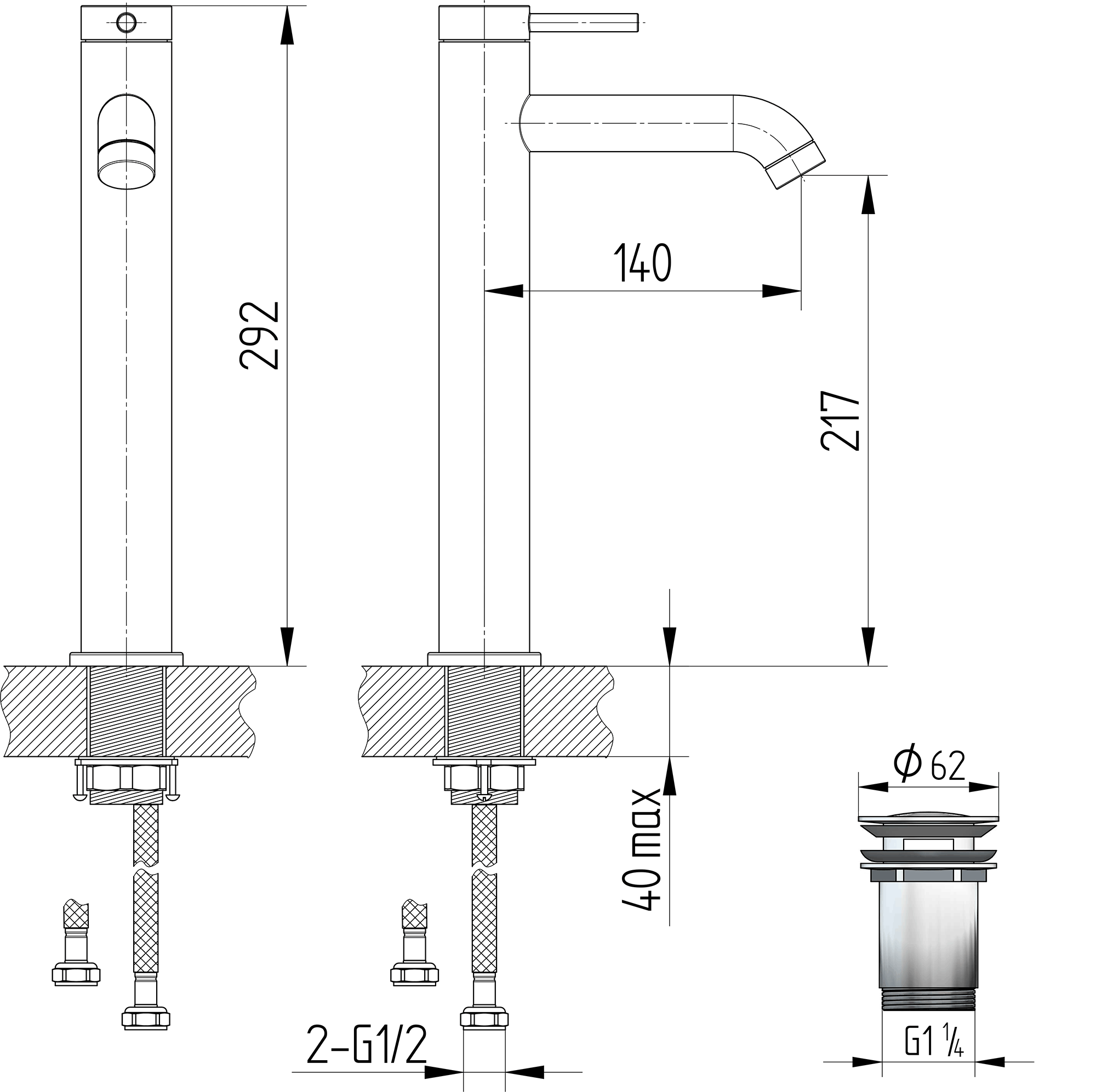 Waschtisch-Einhebelmischbatterie