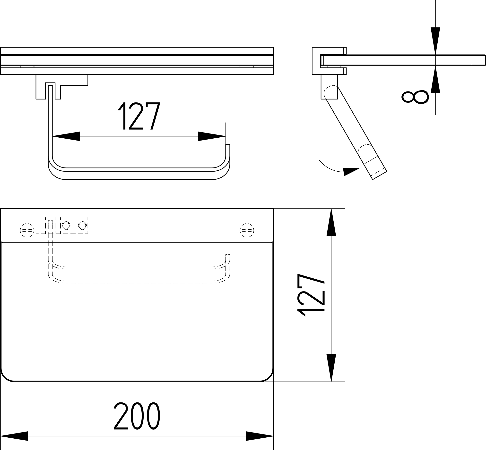 Papierhalter mit Glasablage satiniert