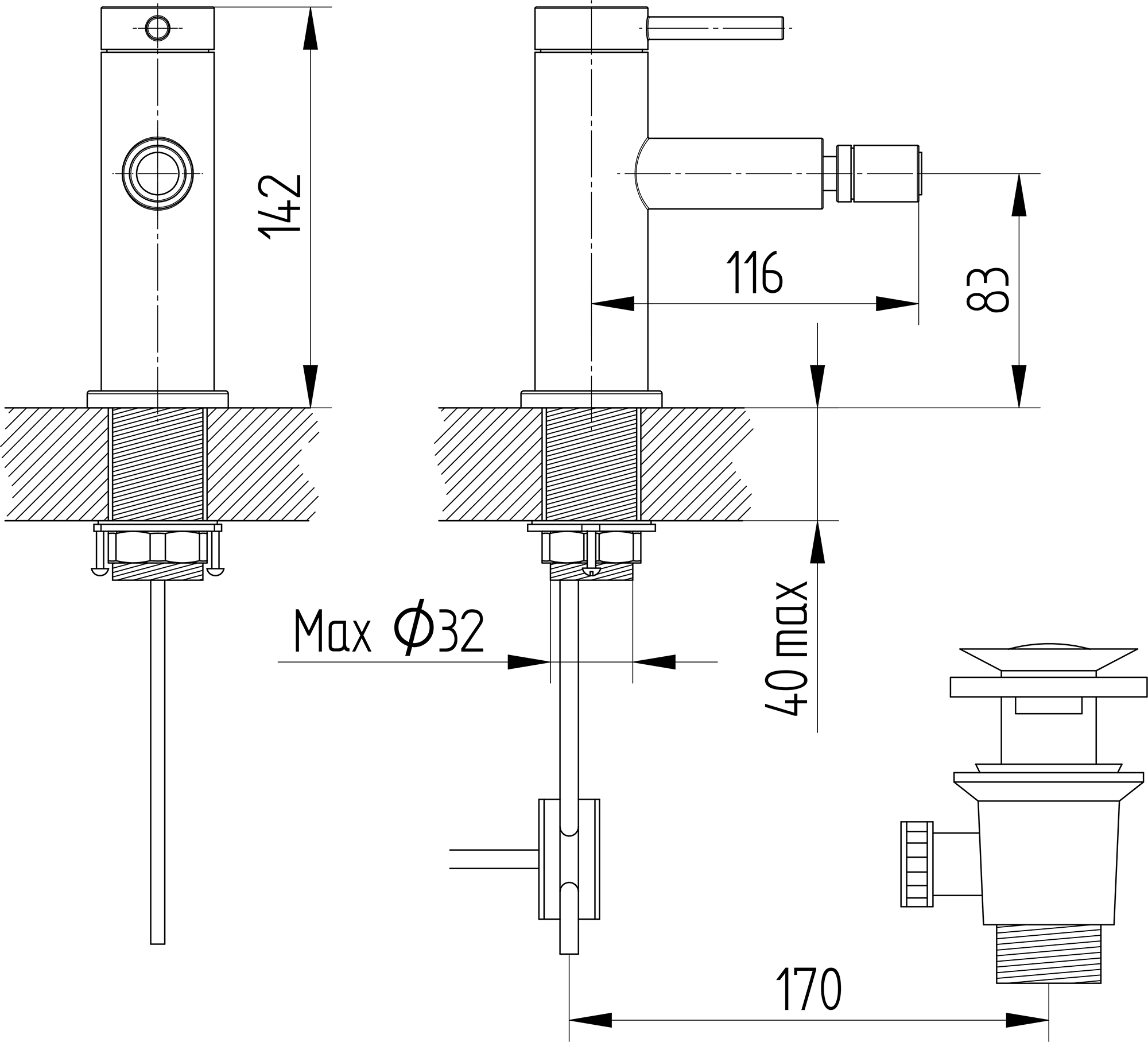 Bidet-Einhebelmischbatterie