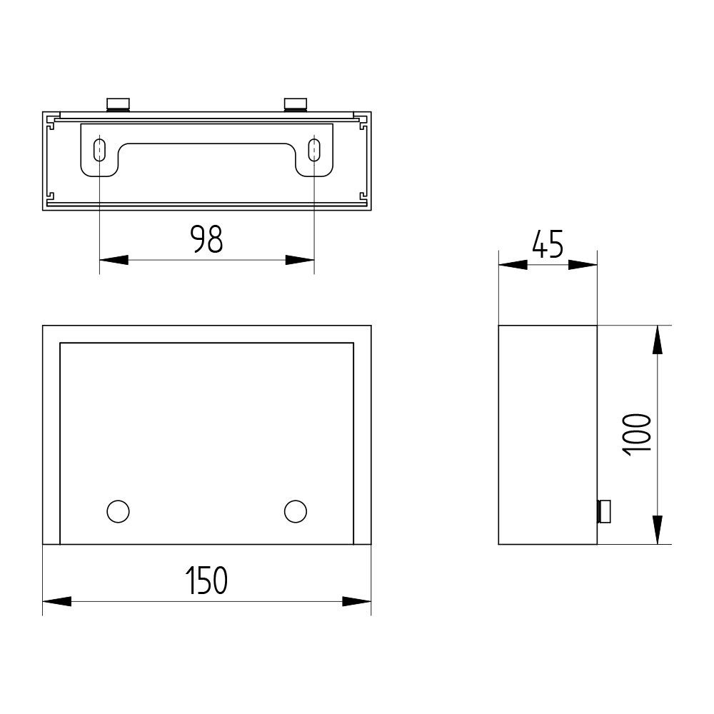 Wandleuchte eckig 150 mm