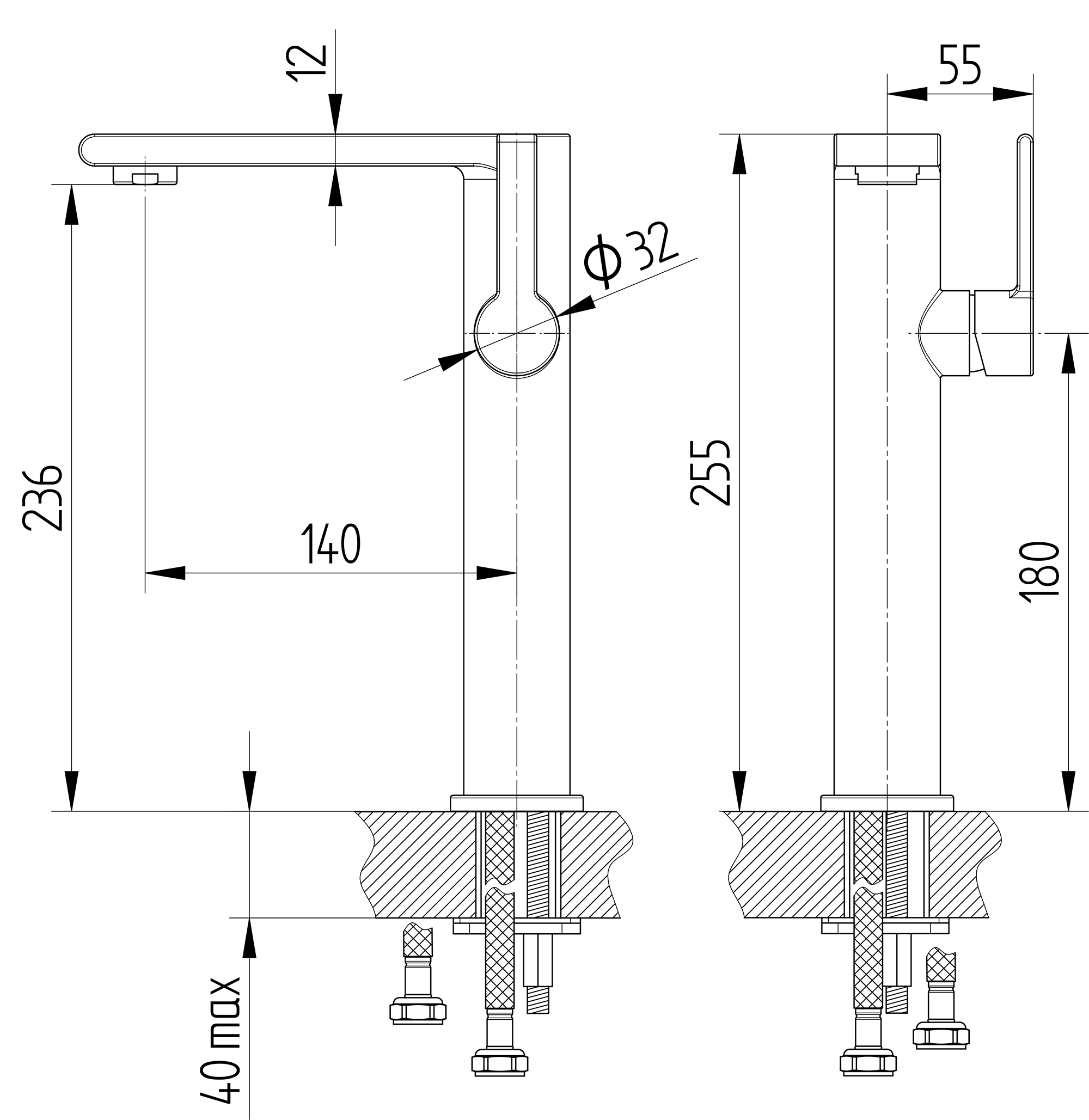 Waschtisch-Einhebelmischbatterie