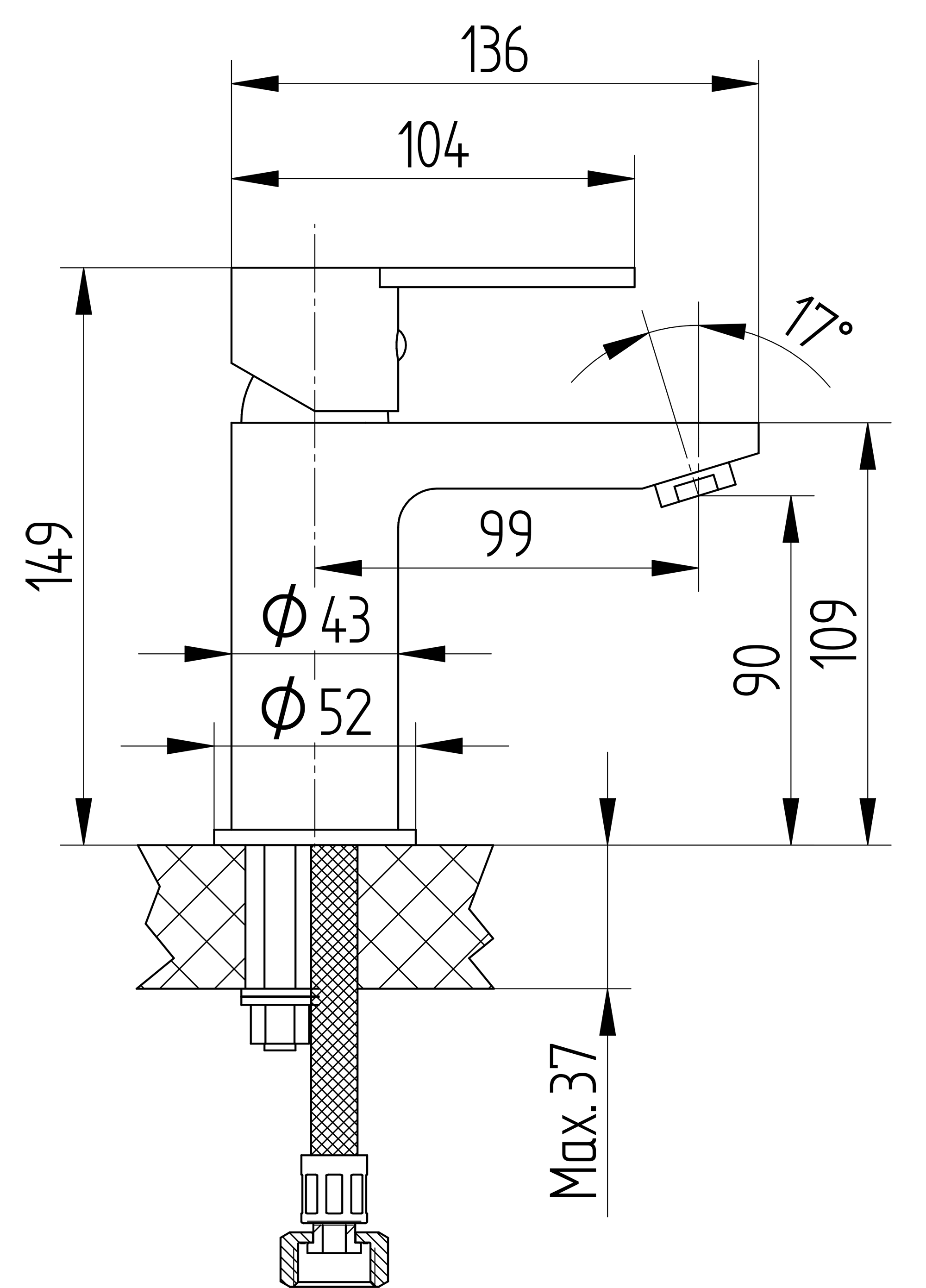 Waschtisch-Einhebelmischbatterie