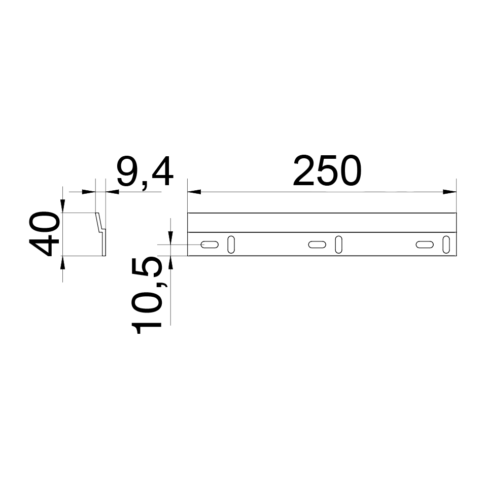 Wandprofil 250 mm für Spiegel