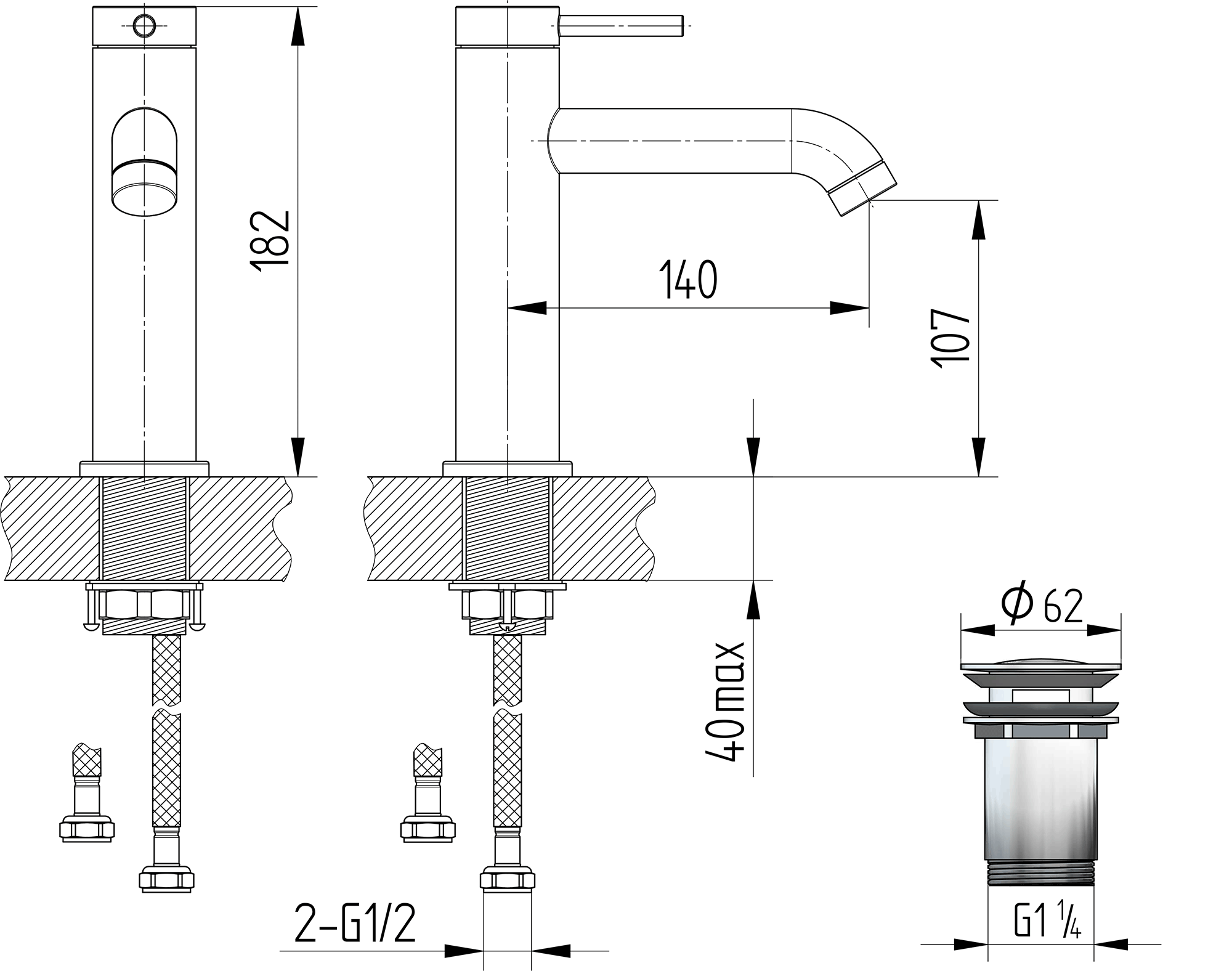 Waschtisch-Einhebelmischbatterie