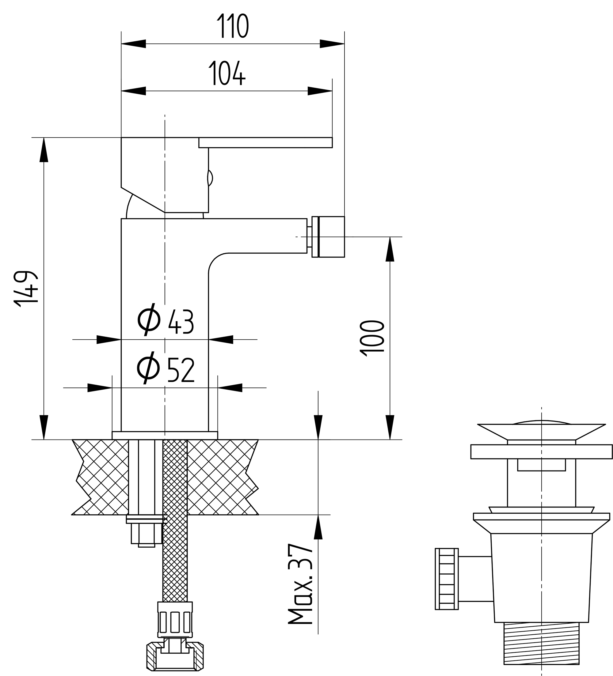 Bidet-Einhebelmischbatterie